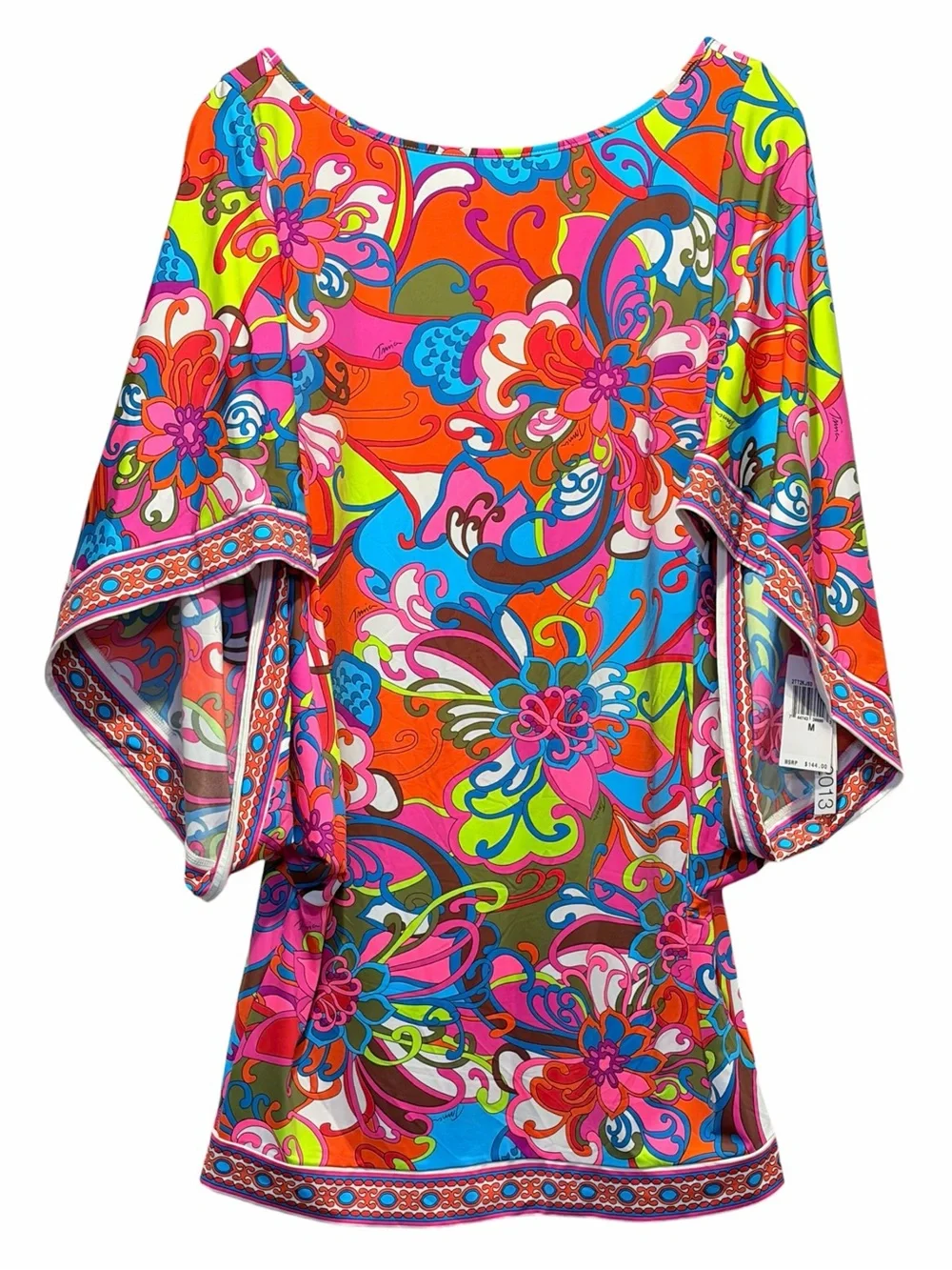 TRINA TURK new Fiji Floral Cape-Sleeve Tunic Dress - Picture 6 of 16